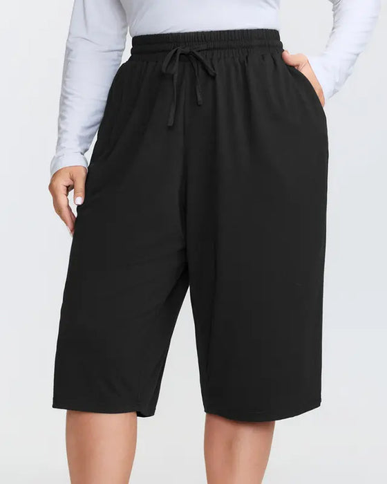 Enfärgade Shorts Med Dragsko