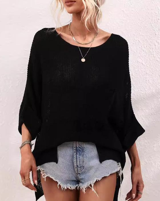 Pullover Enfärgad Med Ficka