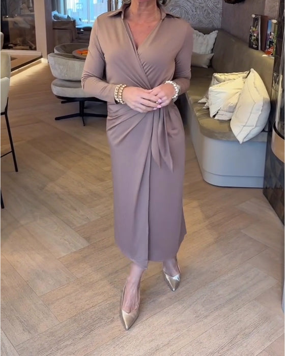 Klänning Snygg Enfärgad Midjeknäppning