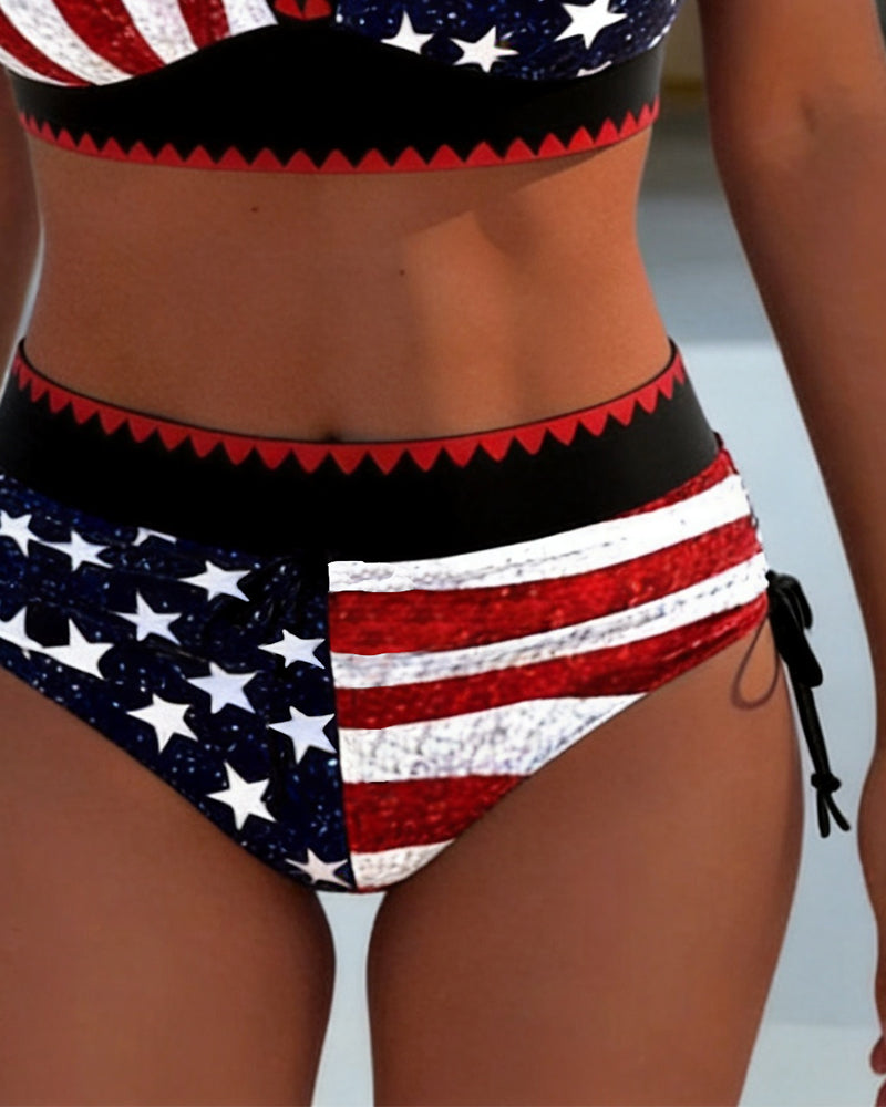 Bikini Hög Midja Tryckt