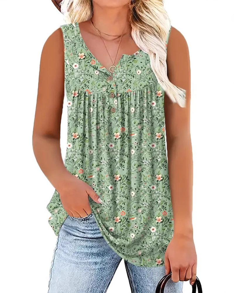 Linne Blommig Ärmlös