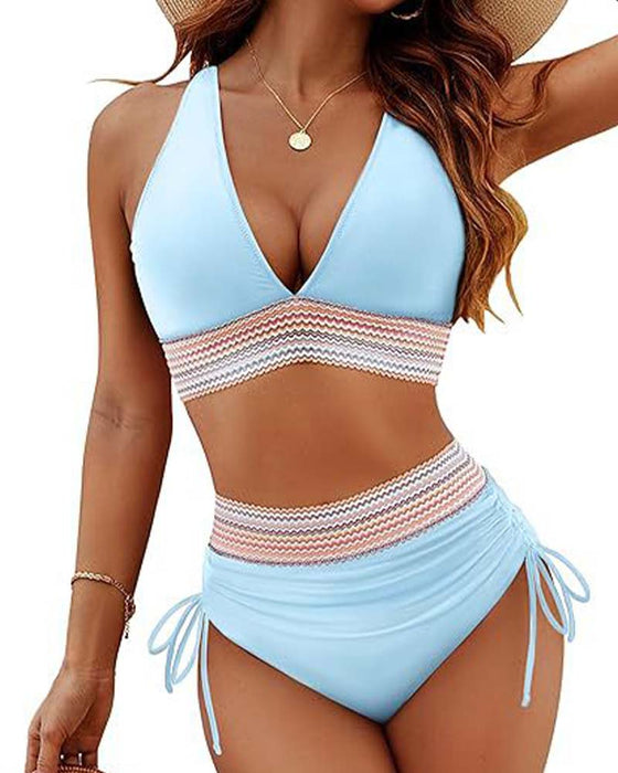 Semester Bikini V-Hals Med Snörning