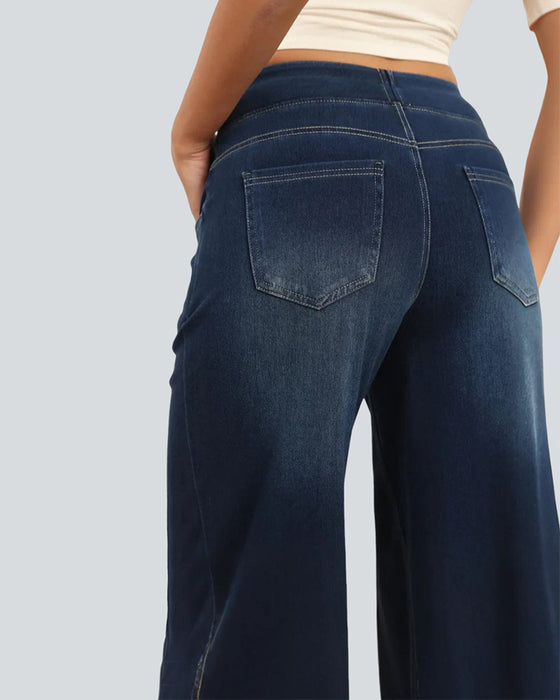 Denim Höghällda Tvättade Lössitt Baggig Casual