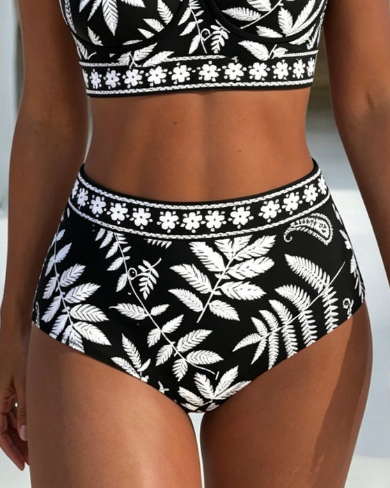 Bikini Botanisk Tryck Hög Midja
