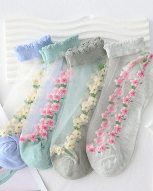 Sommar Blommig Andningsbar Sockor