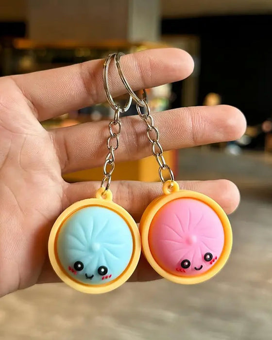 Söt Dumpling Tryckbar Glöd Squishies Fidget Nyckelring