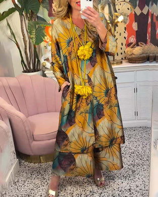 Retro löst tryckt casual set