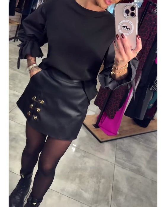 Enfärgad elegant pullover sweatshirt