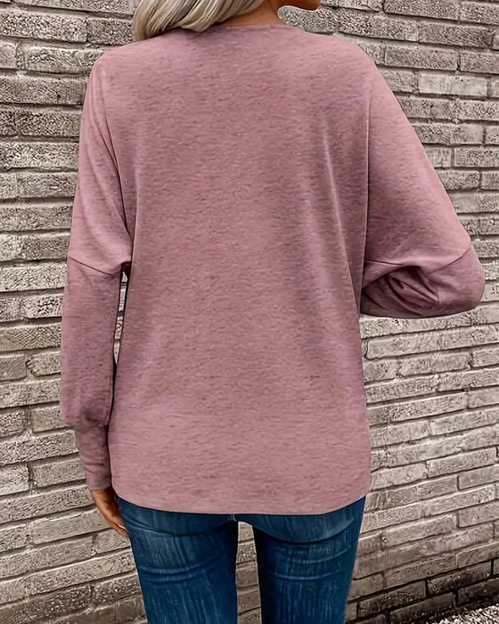 T-Shirt Mock Neck Solid Knapp Lång Ärm