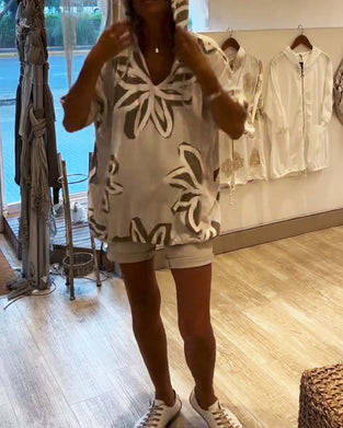 Hoodie Moderiktig Långärmad Tryckt