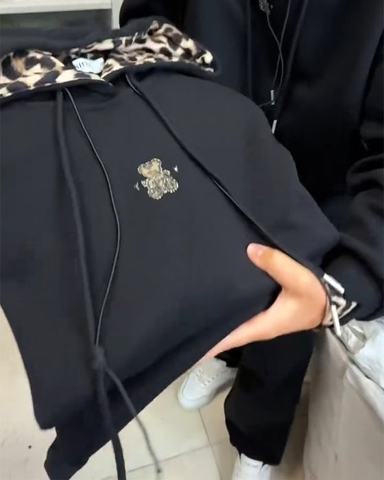 Tvådelad Set I Leopardprint Med Huva