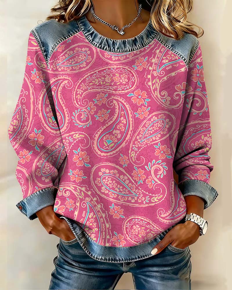 Stilfull Hoodie Med Färgblockning Och Rund Halsringning