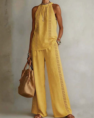Tvådelad Set Hollow Out Halter