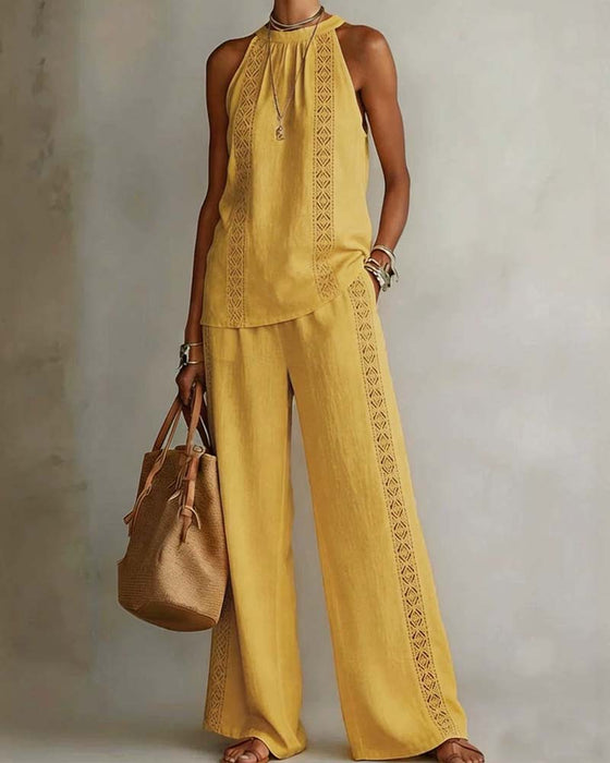 Tvådelad Set Hollow Out Halter