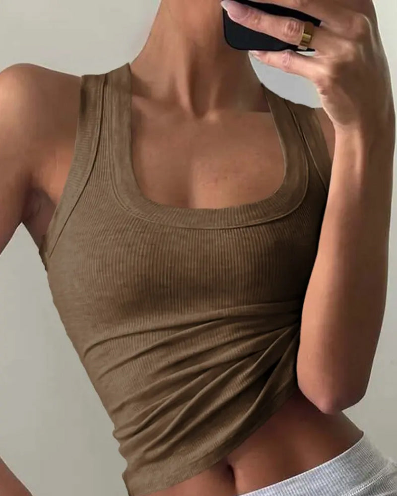 Linne U-Formad Fyrkantsringning Slim-Fit