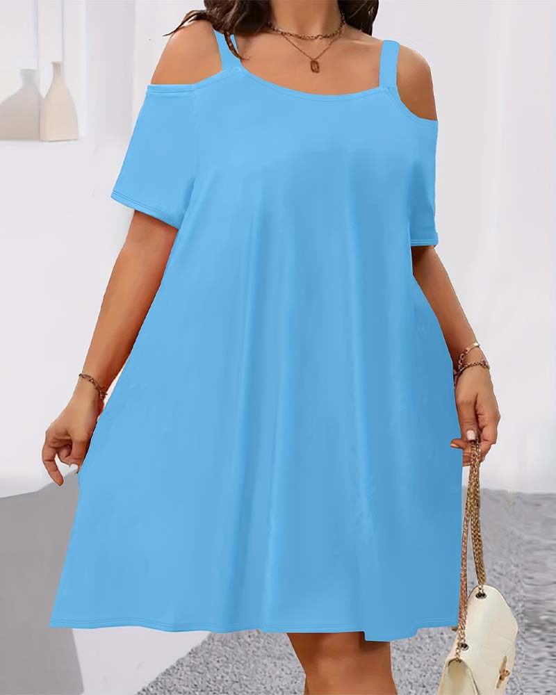 Klänning Enfärgad Off-Shoulder A-Linje