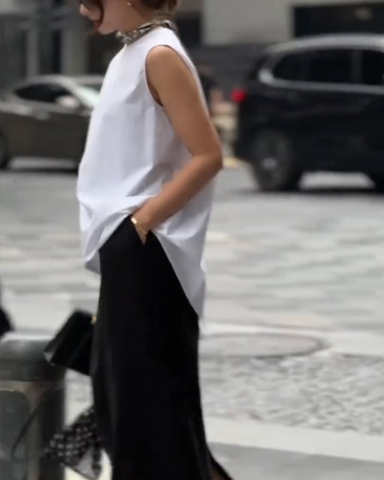 Blus Med Asymmetrisk Ärmlös Väst