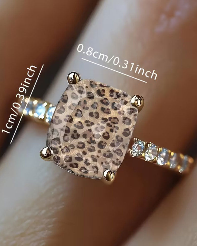 Ring Leopardtryck Fyrkantig Statement