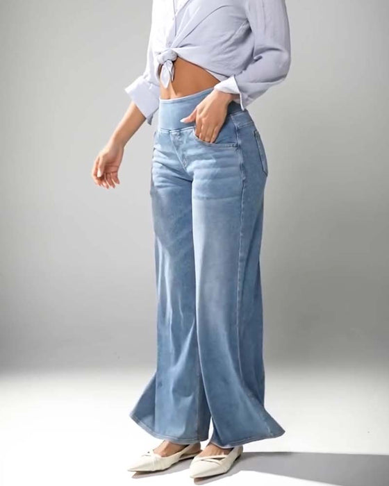 Byxor Hög Midja Raka Ben Jeans
