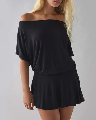 Klänning Off-Shoulder Lös Fladdermus