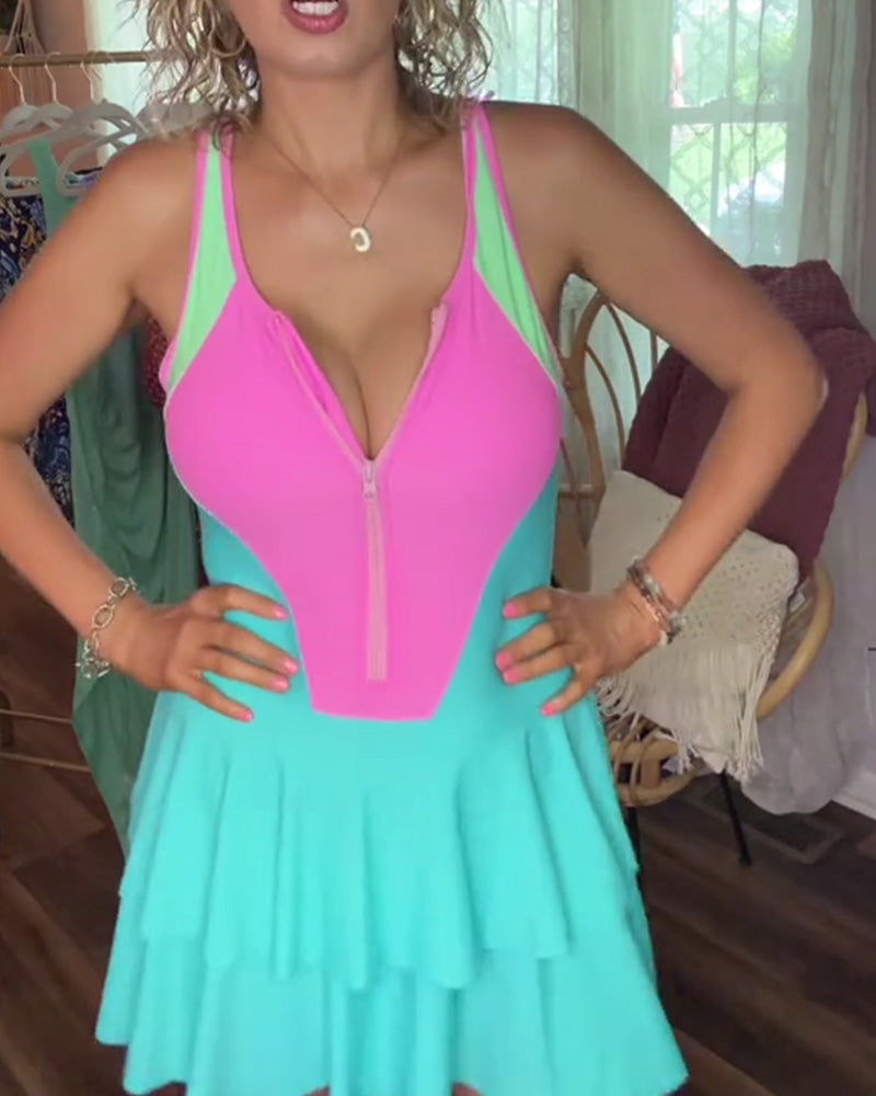 Baddräkt Sport Färgblock