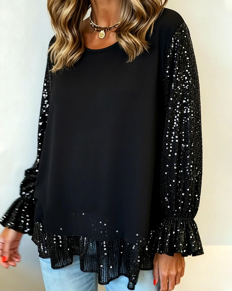 Topp Med Klockärmar Och Runt Halsutsnitt