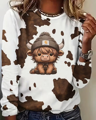 Topp Animalprint Rund Halsringning Långärmad