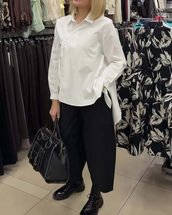 Skjorta Oregelbunden Sida Blixtlås