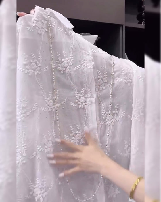 Skjorta Enfärgad Broderad Droppad Axel