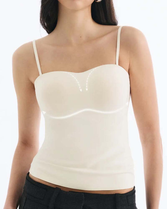 Cami Top Axelbandslös Solid Inbyggd BH