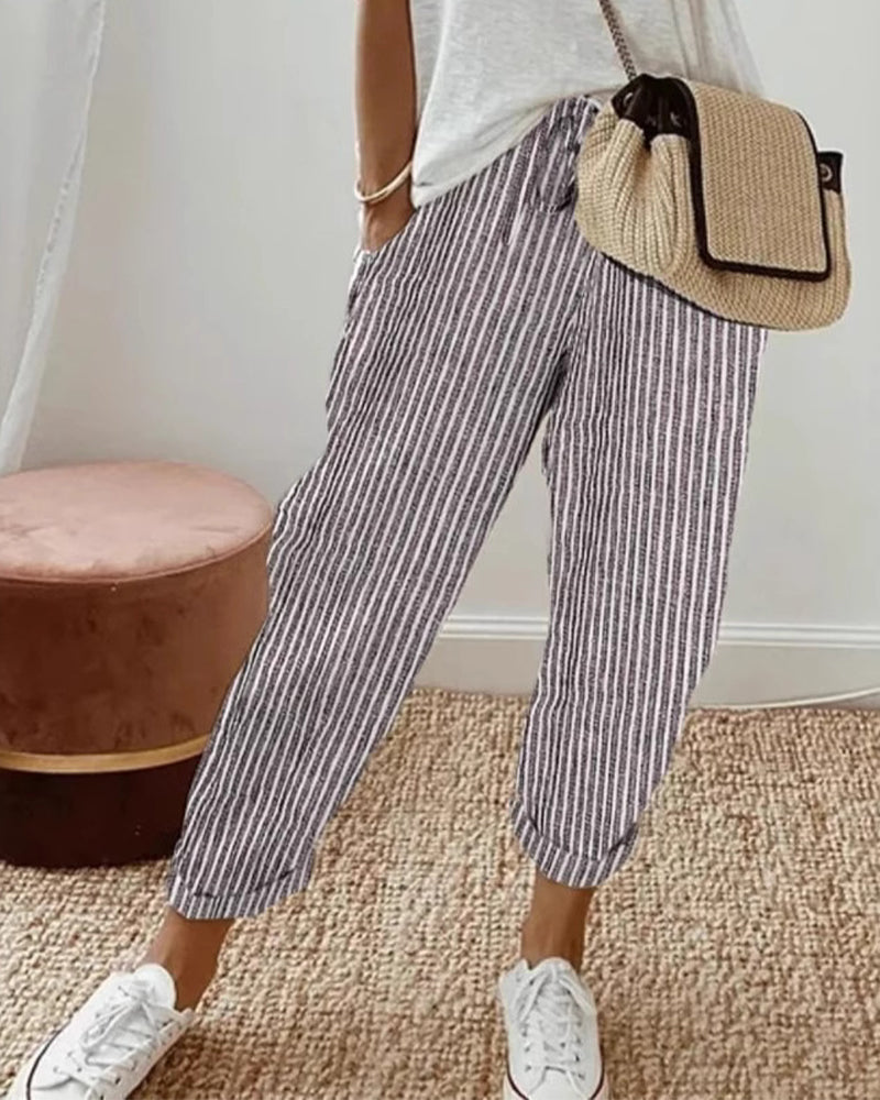 Byxor Casual Randig Croppad