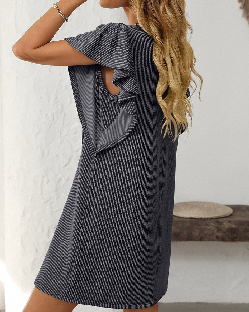 Klänning Vriden Randig Volangärm