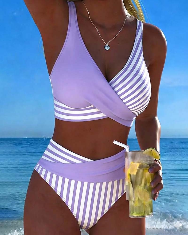 Bikini Korsrandig Tryckt