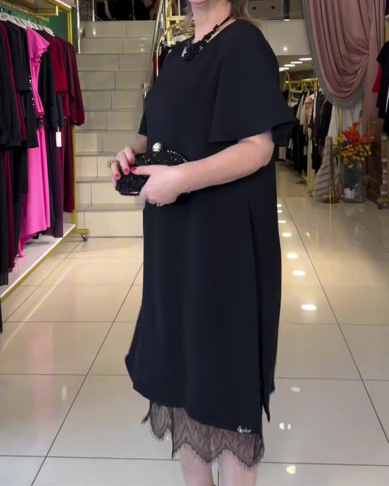 Klänning Spets Skaftning Plusstorlek Slits