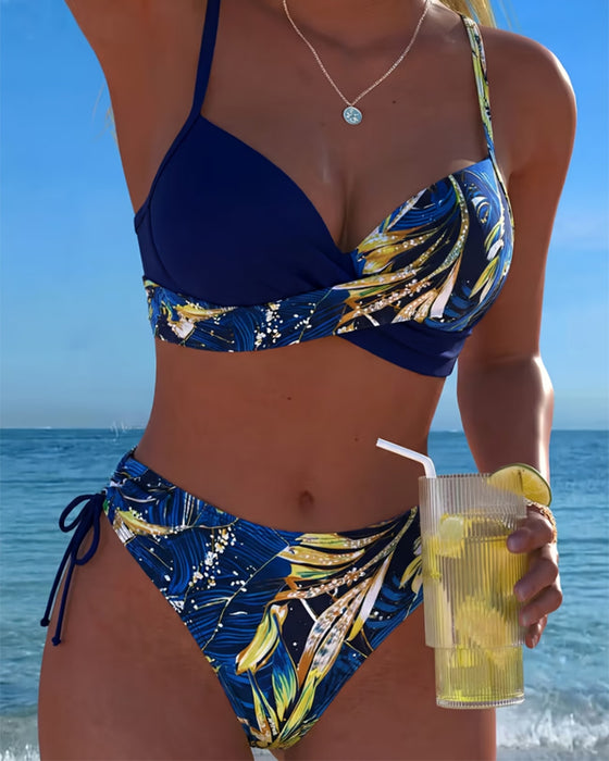 Bikini Tropiskt Tryck Sidoknytning Sexig