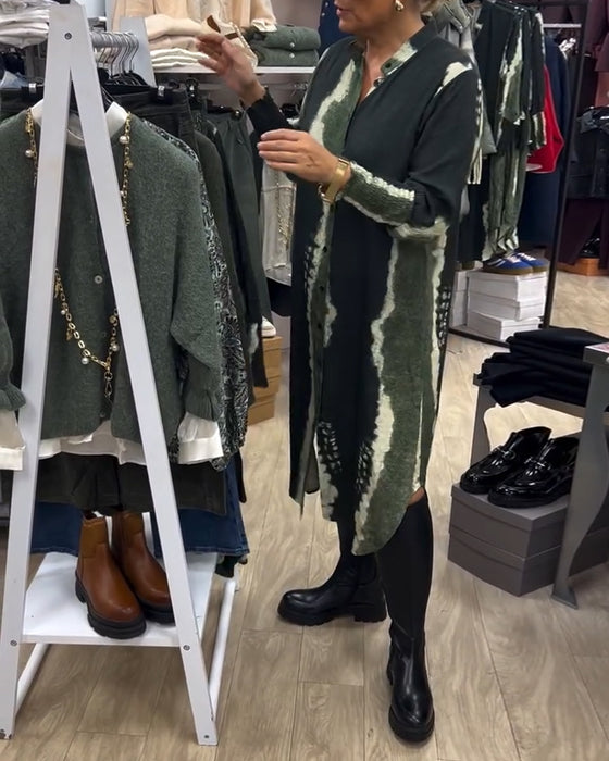 Ståkrage skjortklänning med tryckknappar