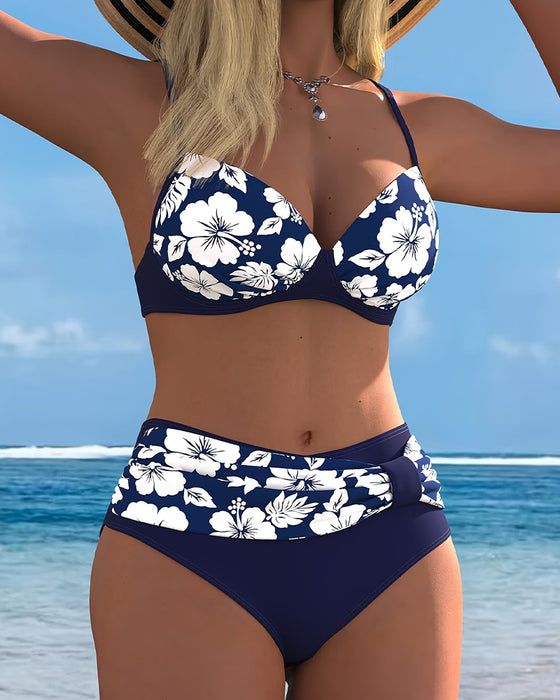Bikinis Hibiscus Tryck Tvådelad