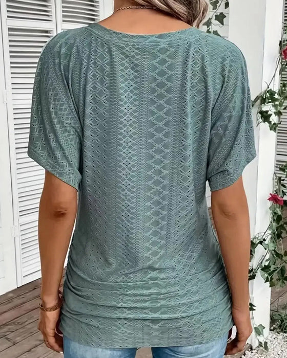 T-Shirt V-Hals Urholkning Lager Patchwork