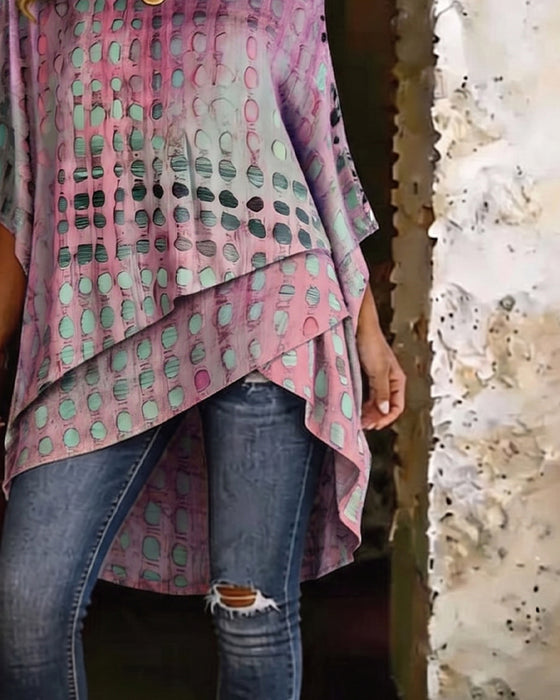 Blus Prickigt Print Enaxel Oregelbunden