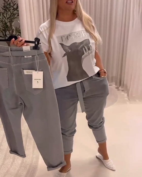 Byxor Elastiska Slim Fit Vardagliga