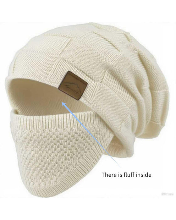 Stickad Mössa Mask Set Vinter Mössa Ansikte Öra Skydd