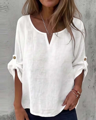 Blus Solid Casual Knapp