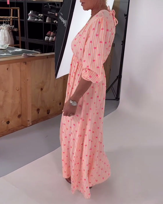 Klänning Elegant V-Ringning Hjärtmönster