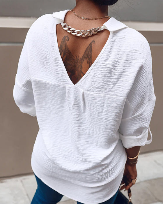 Casual Mode Skjorta Med Krage