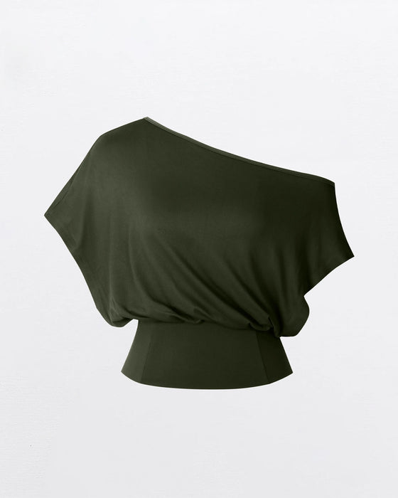 T-Shirt Asymmetrisk Fåll Åtsittande Fladdermus
