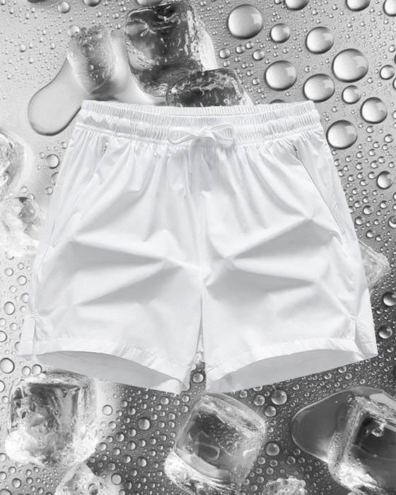 Shorts Män Elastisk Midja Ficka Snabbtorkande Is-Silke Sport