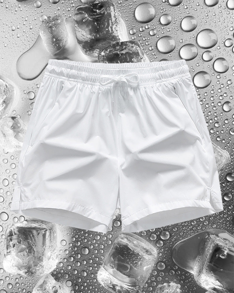 Shorts Män Elastisk Midja Ficka Snabbtorkande Is-Silke Sport