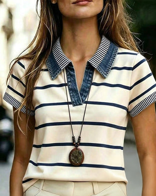Blus Randig Casual Slag