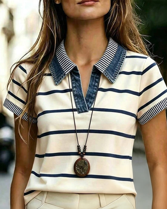 Blus Randig Casual Slag