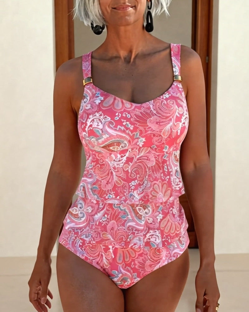 Hel Baddräkt Print Rynkad Lager